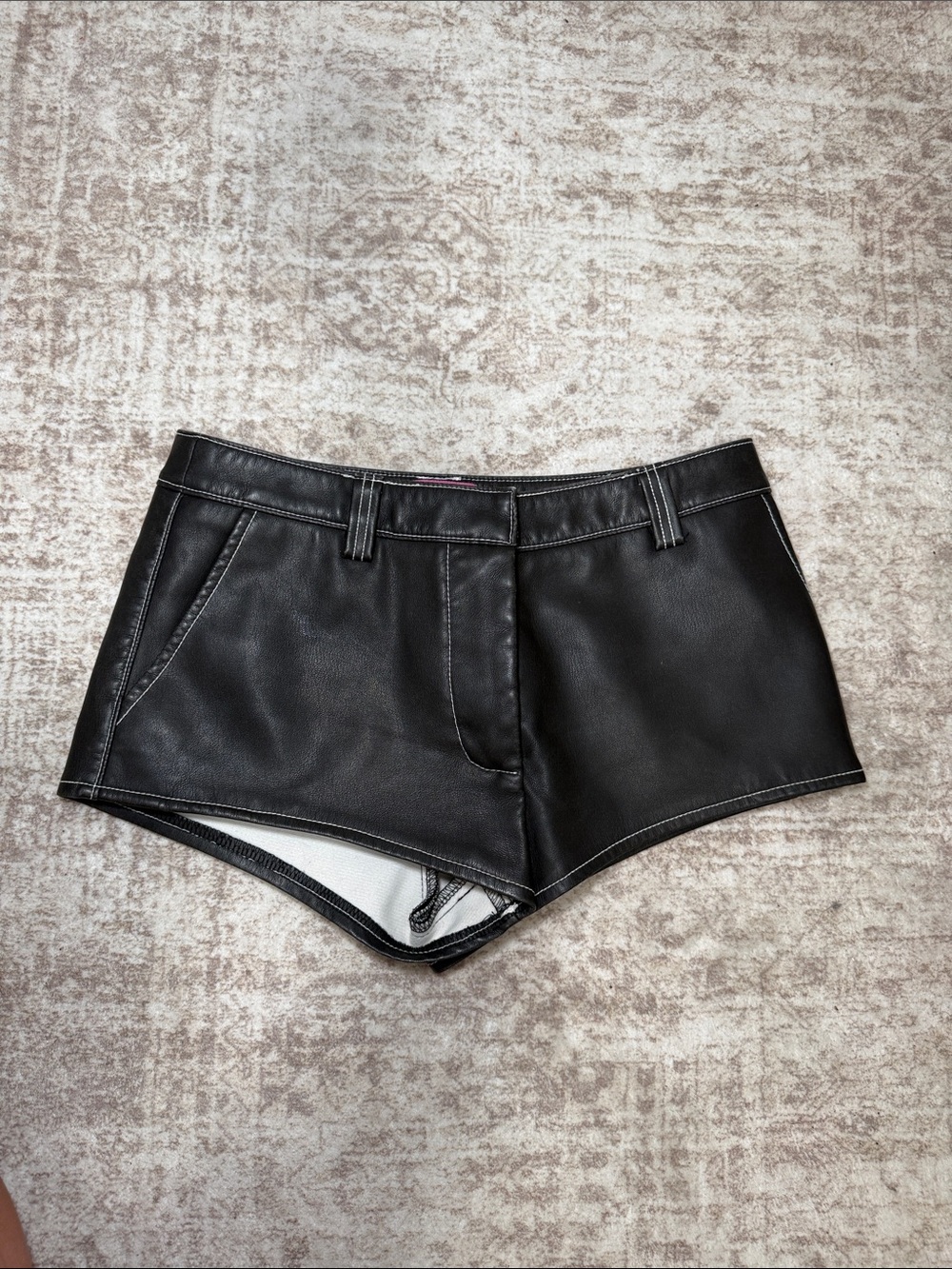 Edikted Black High Waist Faux Leather Shorts